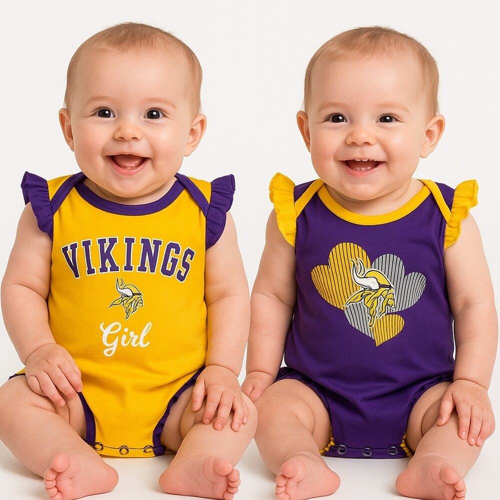 NWT Girls’ Minnesota Vikings‎ 2-Piece Bodysuit Set – Size 0–3 Months